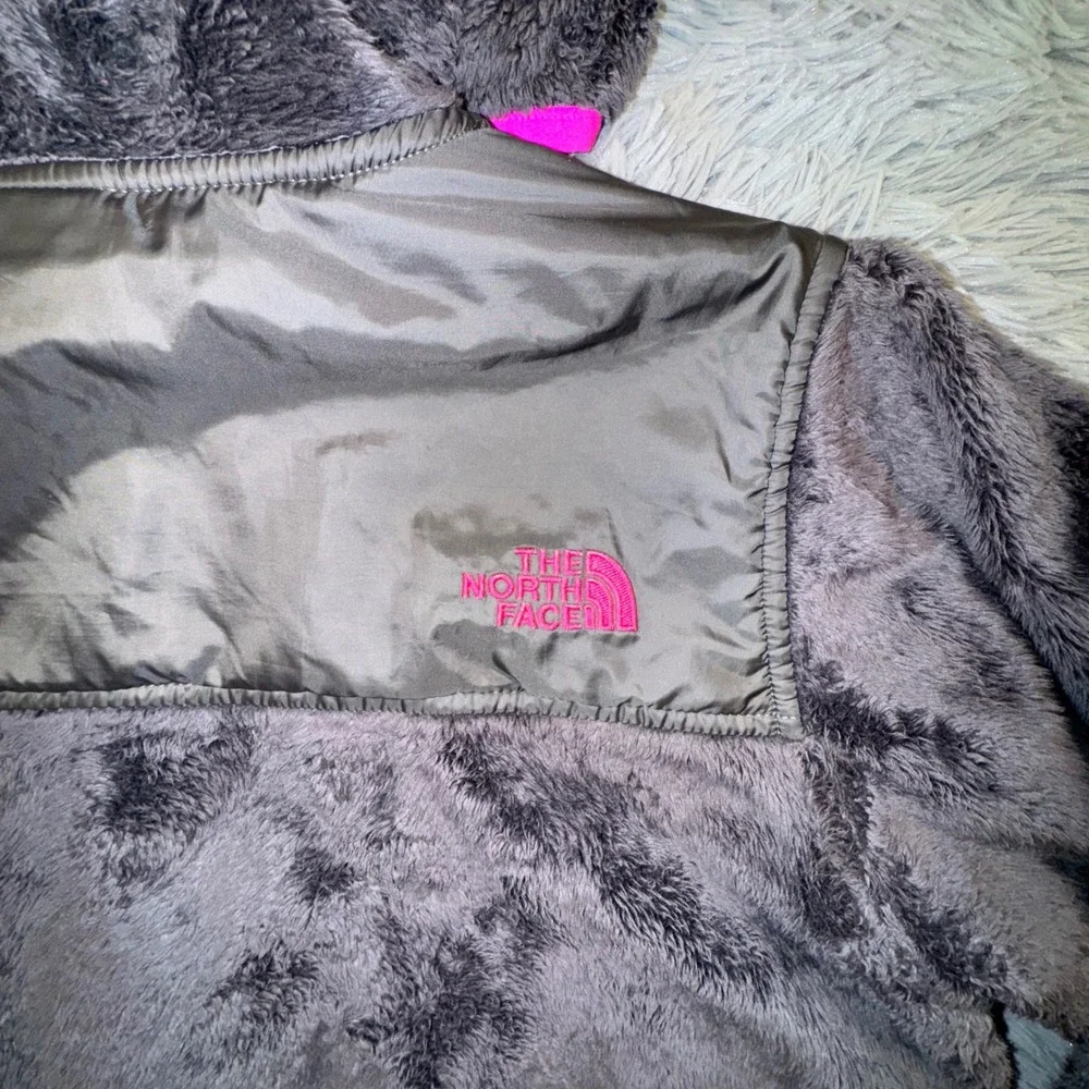 The North Face Girls XL 18 Suave Oso Full-Zip Hooded‎ Jacket Gray Pink Fleece